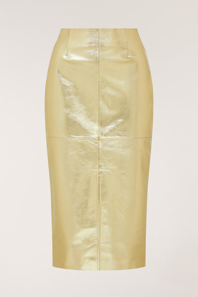 Gold Leather Skirt - Gold-Perri Cutten