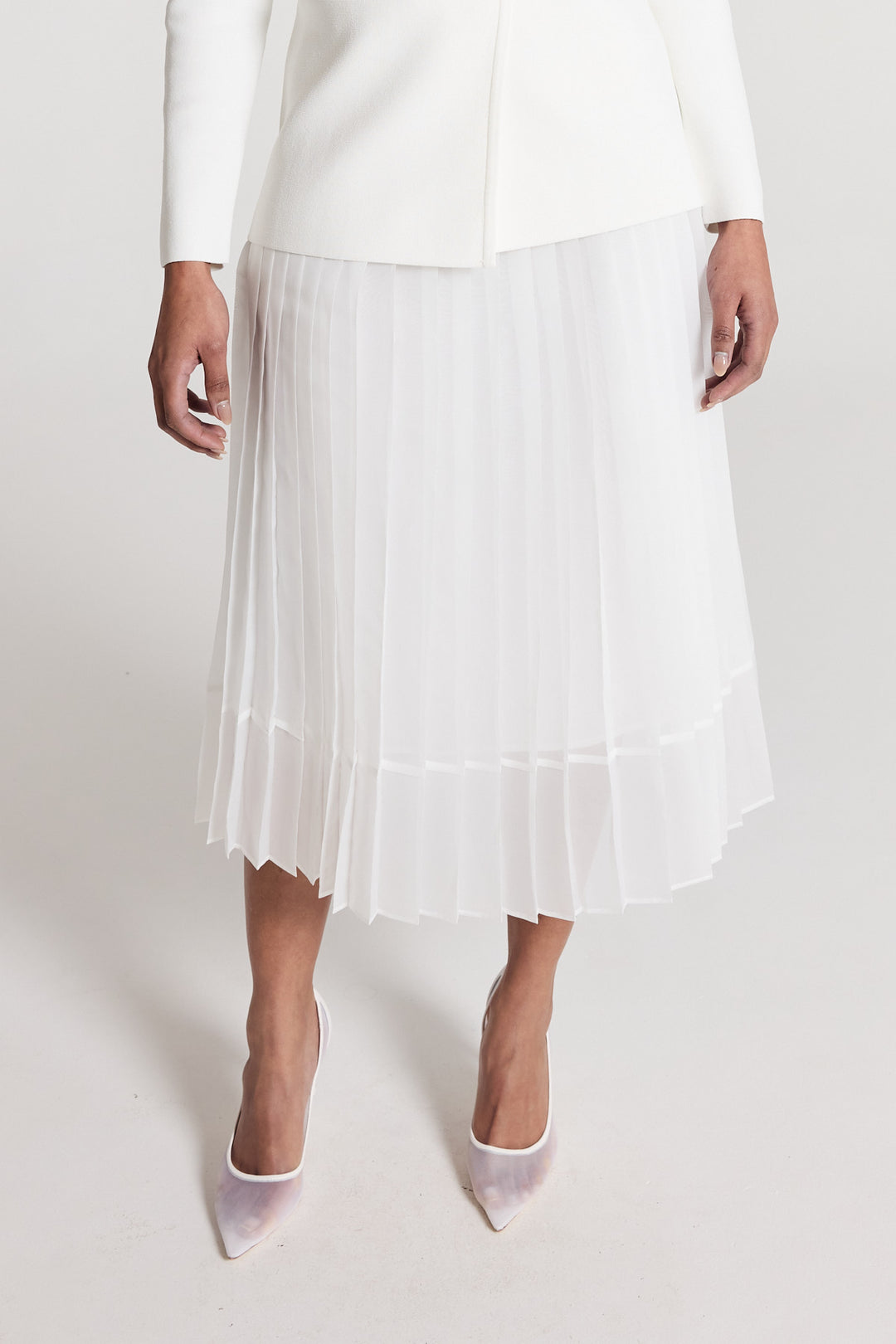 Stella Pleat Skirt White Perri Cutten