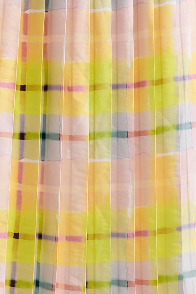 Gia Pleat Skirt - Lemon Check-Perri Cutten