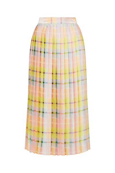 Gia Pleat Skirt - Lemon Check-Perri Cutten
