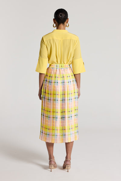 Gia Pleat Skirt - Lemon Check-Perri Cutten