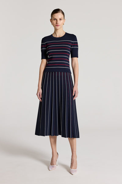 Gabriela Knit Skirt - Navy/White/Red-Perri Cutten