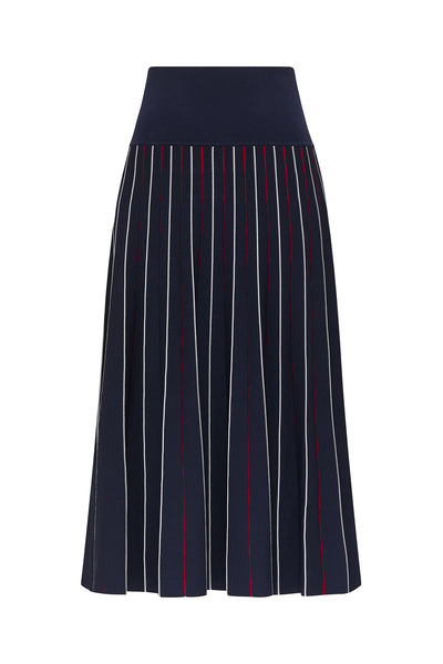 Gabriela Knit Skirt - Navy/White/Red-Perri Cutten