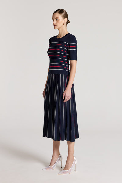 Gabriela Knit Skirt - Navy/White/Red-Perri Cutten