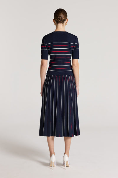 Gabriela Knit Skirt - Navy/White/Red-Perri Cutten