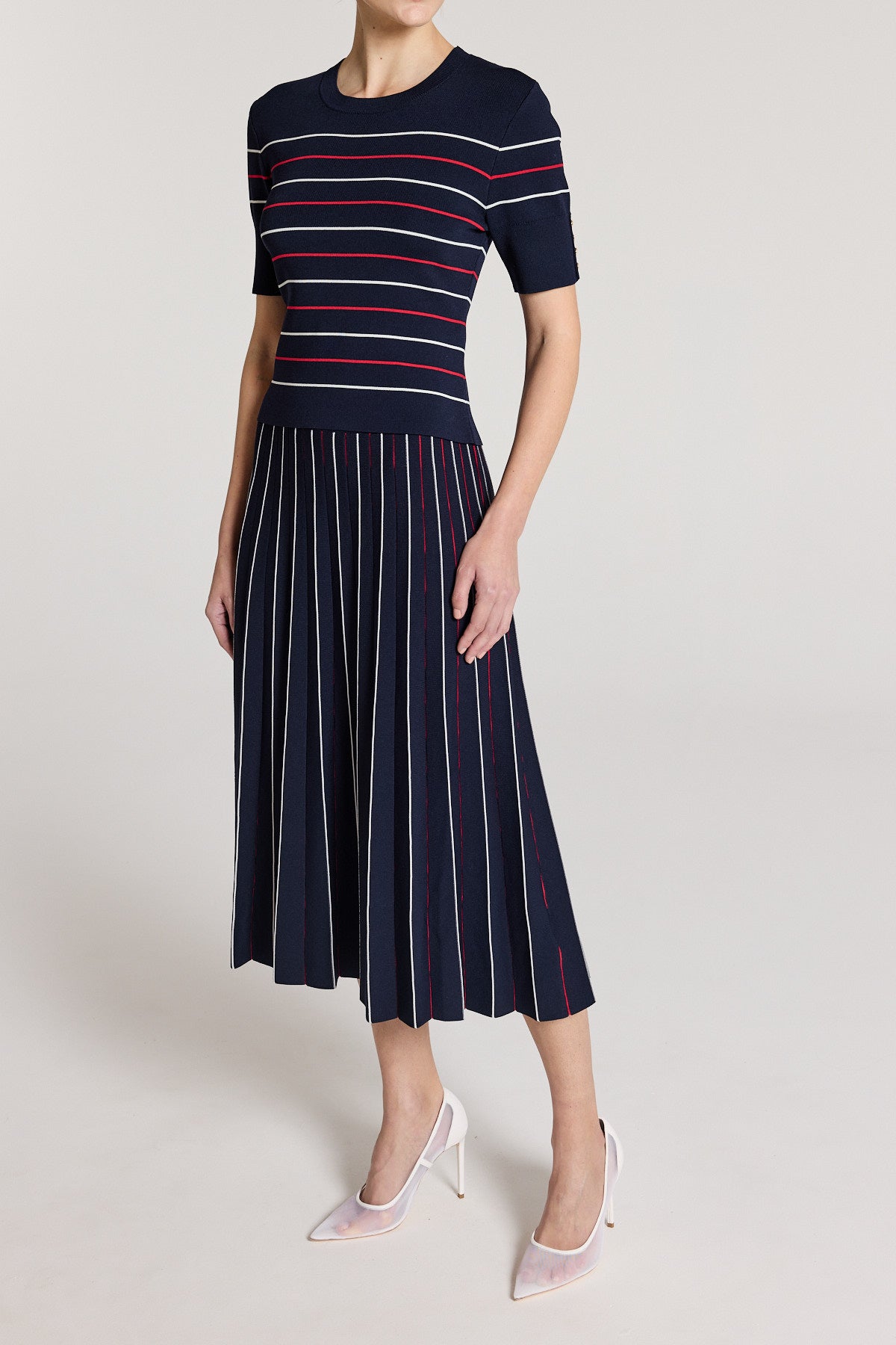 Gabriela Knit Skirt - Navy/White/Red-Perri Cutten