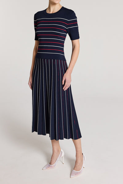 Gabriela Knit Skirt - Navy/White/Red-Perri Cutten
