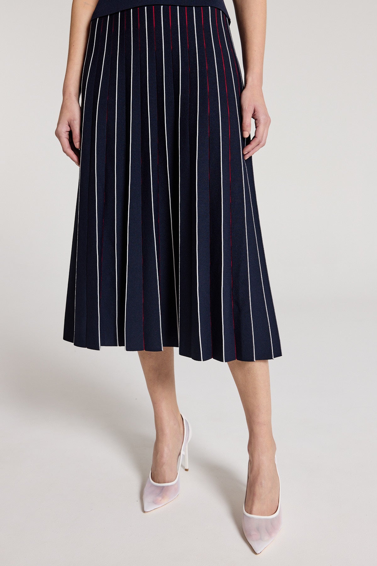 Gabriela Knit Skirt - Navy/White/Red-Perri Cutten
