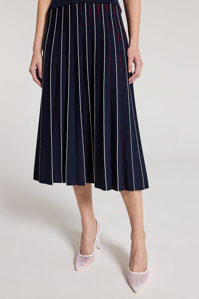 Gabriela Knit Skirt - Navy/White/Red-Perri Cutten