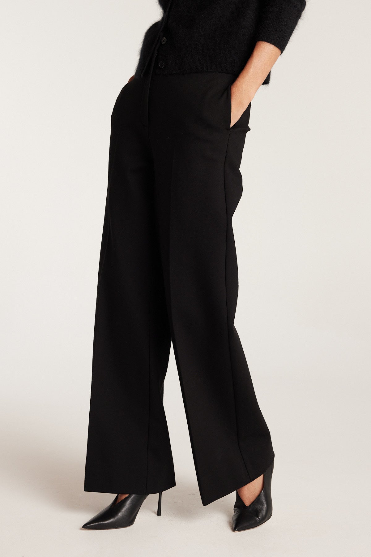 Stretch Wide Pant - Black-Perri Cutten