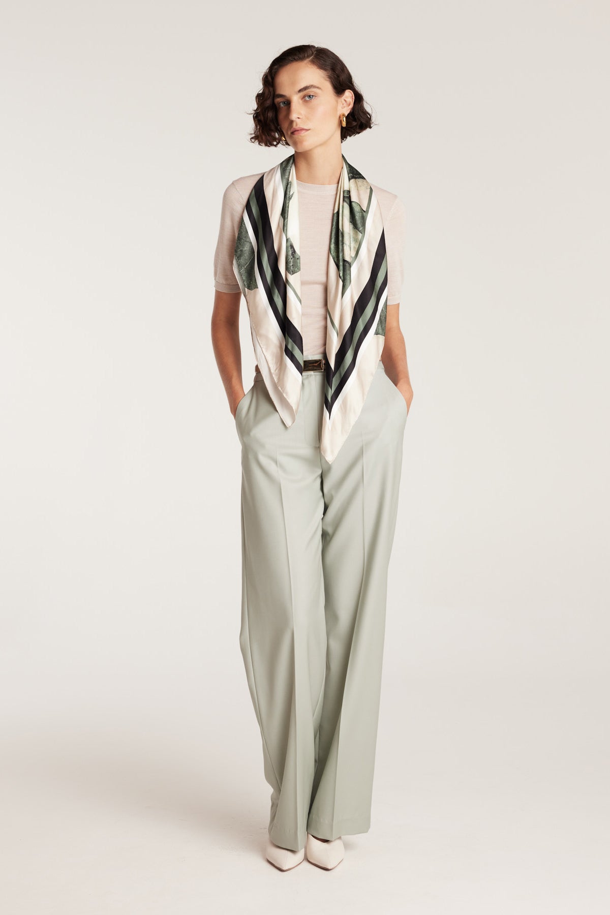 Tailored Wool Pant - Powder Green-Perri Cutten