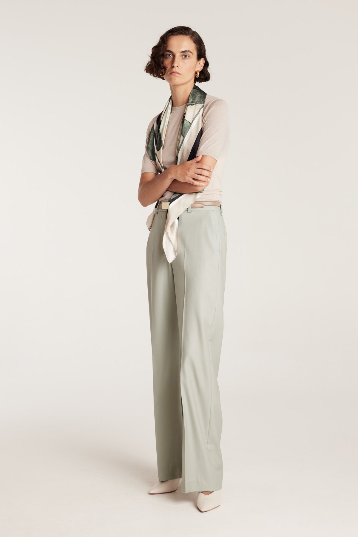 Tailored Wool Pant - Powder Green-Perri Cutten
