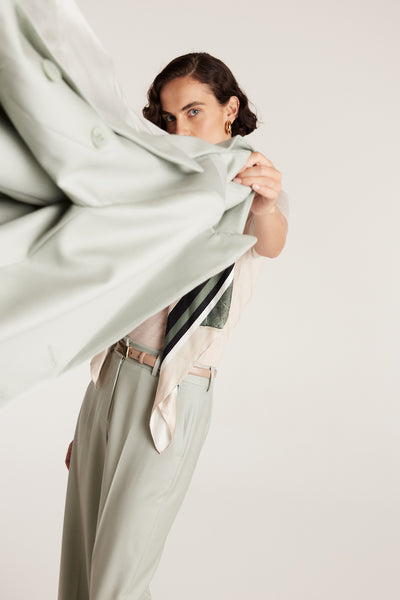 Tailored Wool Pant - Powder Green-Perri Cutten