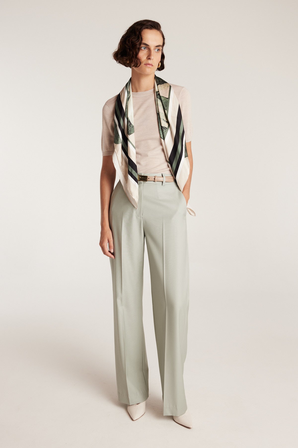 Tailored Wool Pant - Powder Green-Perri Cutten