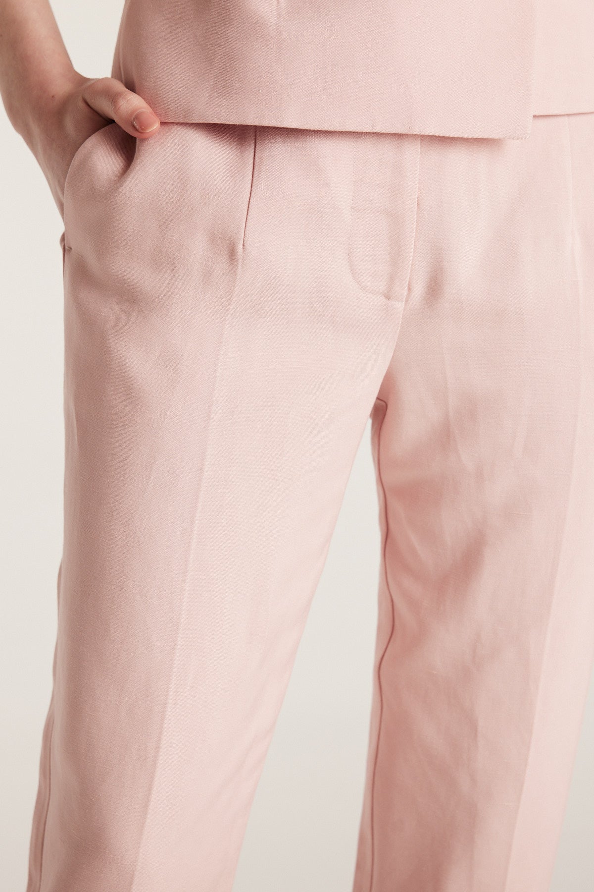Sienna Linen Pant - Pale Pink-Perri Cutten