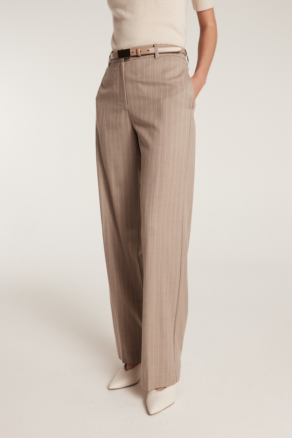Pinstripe Pant - Tan-Perri Cutten