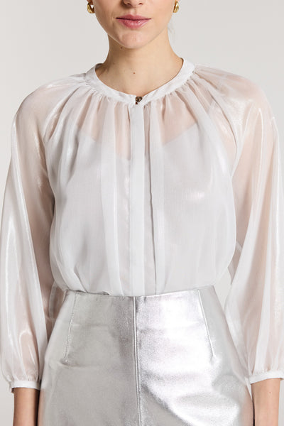Gigi Metallic Shirt - Silver-Perri Cutten
