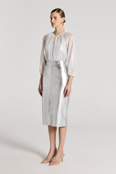 Gigi Metallic Shirt - Silver-Perri Cutten