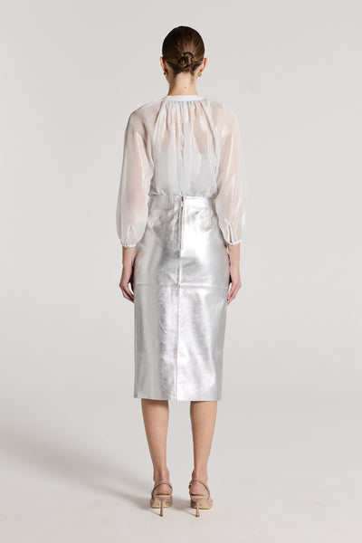 Gigi Metallic Shirt - Silver-Perri Cutten