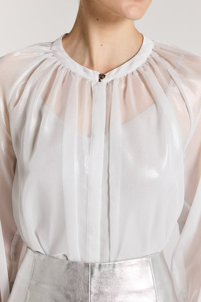 Gigi Metallic Shirt - Silver-Perri Cutten
