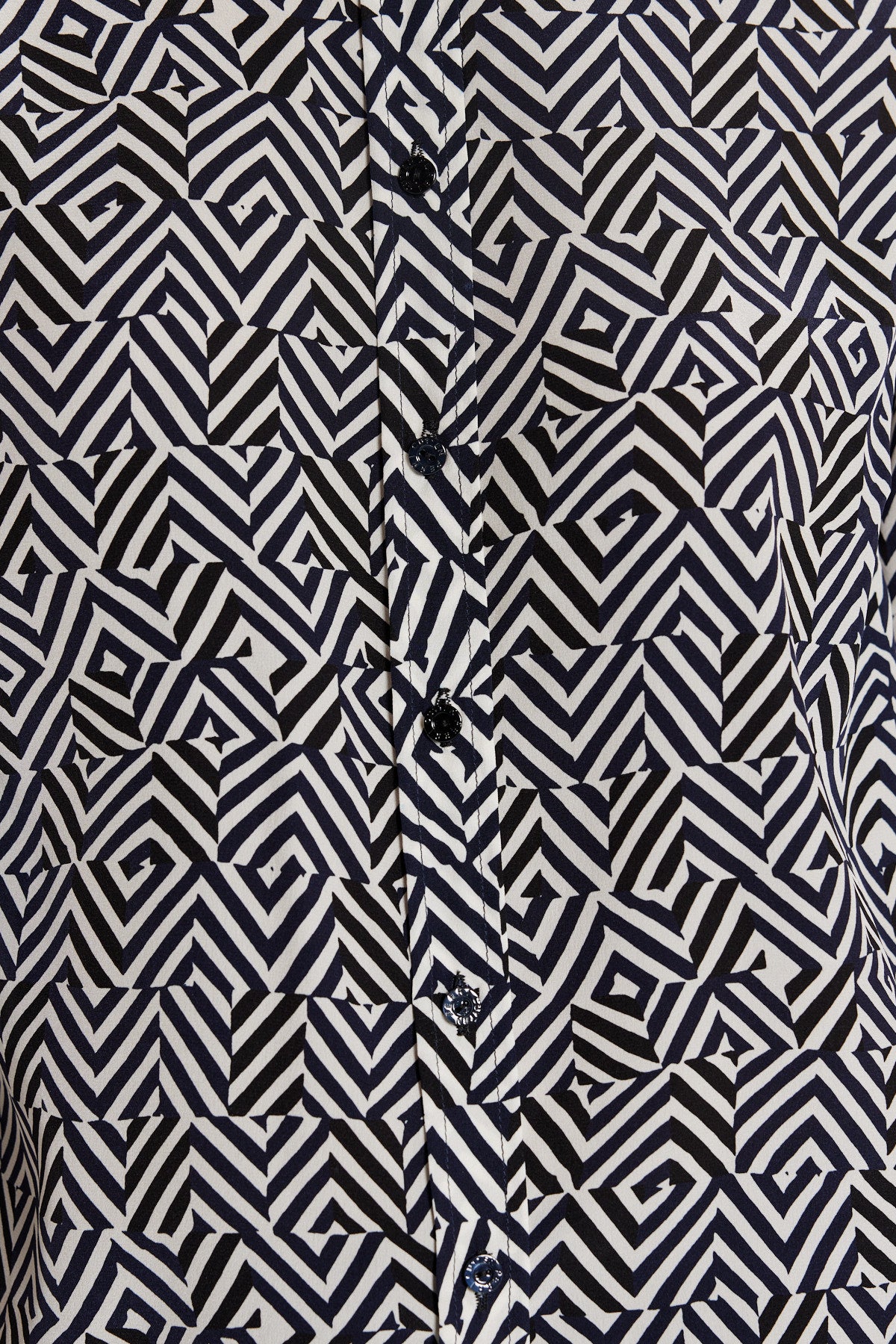 Lyon Silk Shirt - Navy/White-Perri Cutten