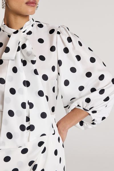 Sasha Silk Shirt - White/Black-Perri Cutten