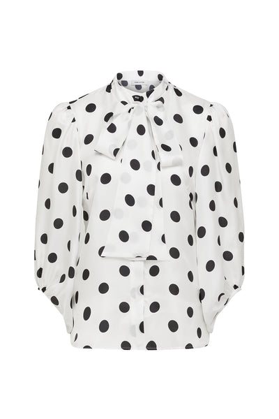 Sasha Silk Shirt - White/Black-Perri Cutten