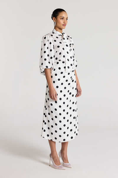Sasha Silk Shirt - White/Black-Perri Cutten