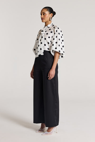 Sasha Silk Shirt - White/Black-Perri Cutten