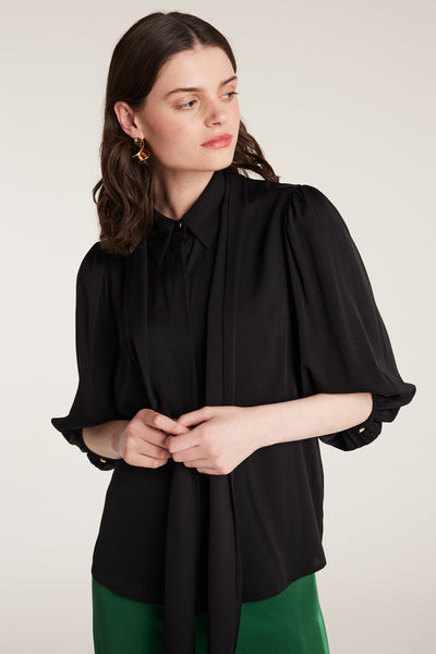 Marina Silk Shirt - Black-Perri Cutten