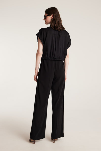 Belle Silk Crop Shirt - Black-Perri Cutten