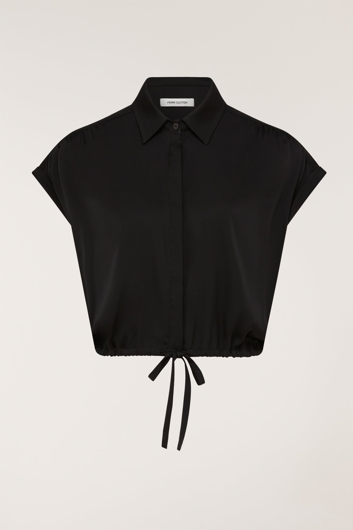 Belle Silk Crop Shirt - Black-Perri Cutten