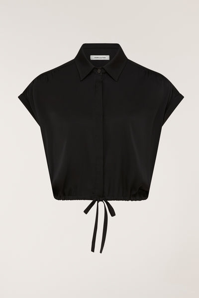 Belle Silk Crop Shirt - Black-Perri Cutten