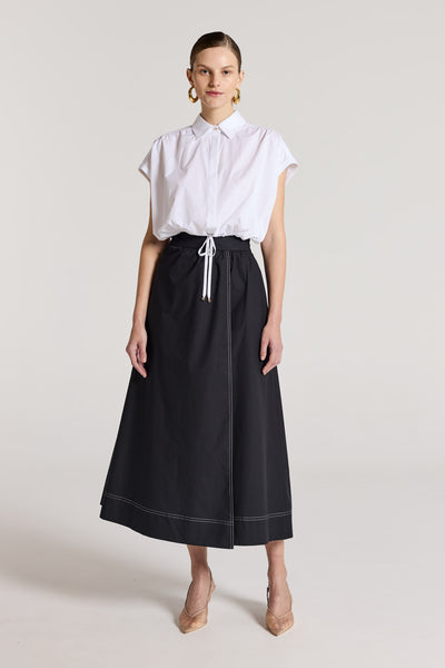 Belle Crop Shirt - White-Perri Cutten