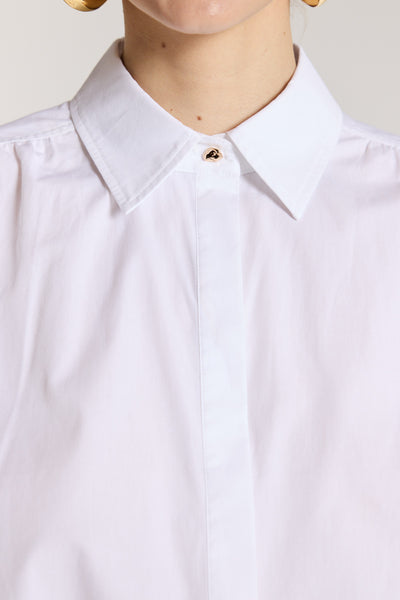 Belle Crop Shirt - White-Perri Cutten
