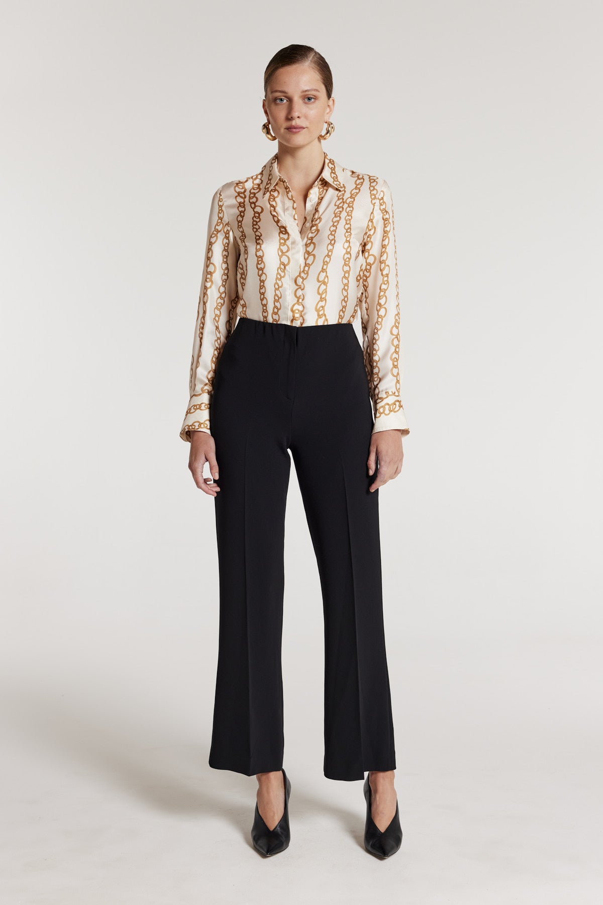 Chain Silk Shirt - Ivory/Gold-Perri Cutten