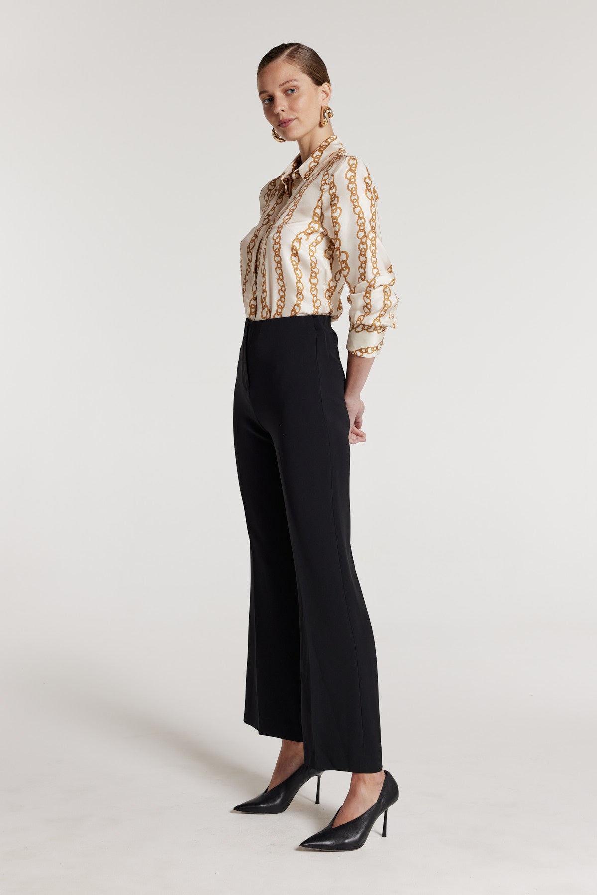 Chain Silk Shirt - Ivory/Gold-Perri Cutten