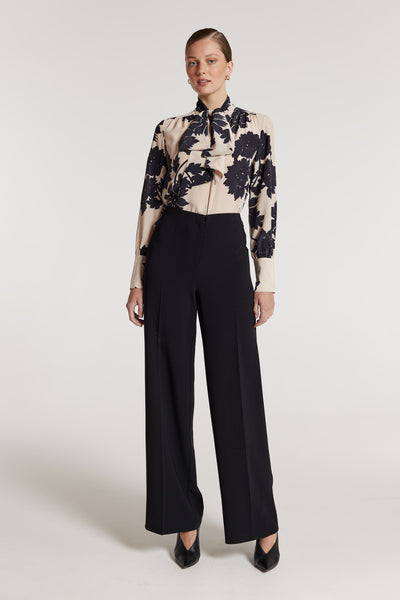 Irina Silk Shirt - Beige/Black-Perri Cutten