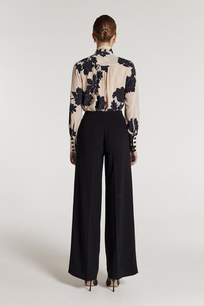 Irina Silk Shirt - Beige/Black-Perri Cutten