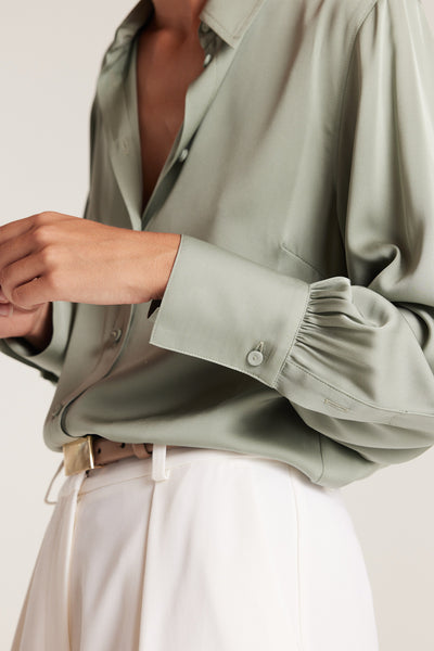 Signature Silk Shirt - Soft Green-Perri Cutten