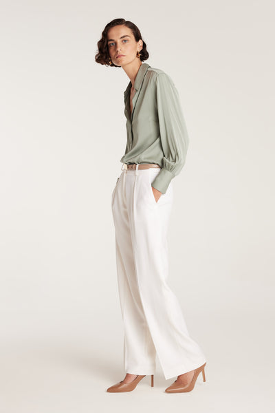 Signature Silk Shirt - Soft Green-Perri Cutten