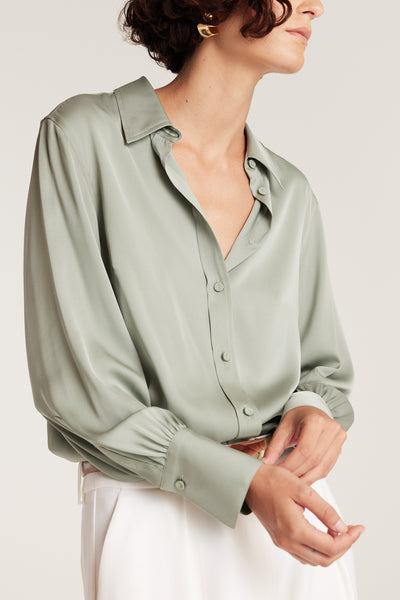 Signature Silk Shirt - Soft Green-Perri Cutten