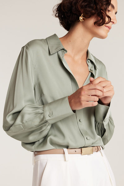 Signature Silk Shirt - Soft Green-Perri Cutten