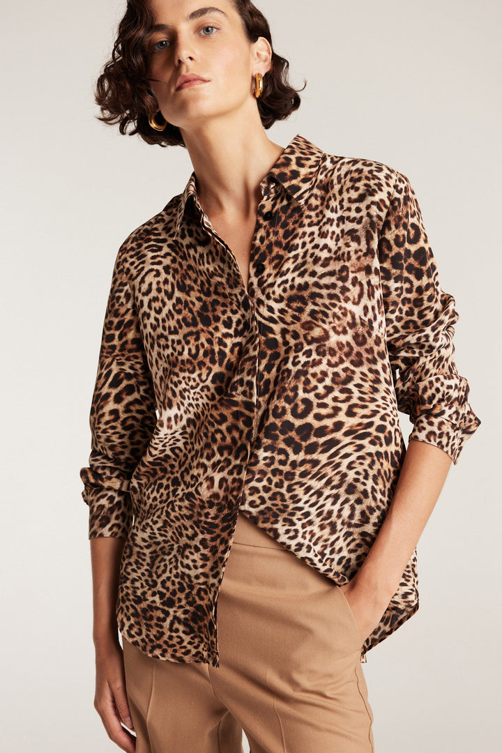 トップス LEOPARD PERL MYUMYU CHAN Solana Silk Shirt - Animal - Perri Cutten