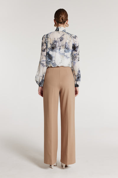 Louisa Silk Shirt - Ivory/Blue-Perri Cutten