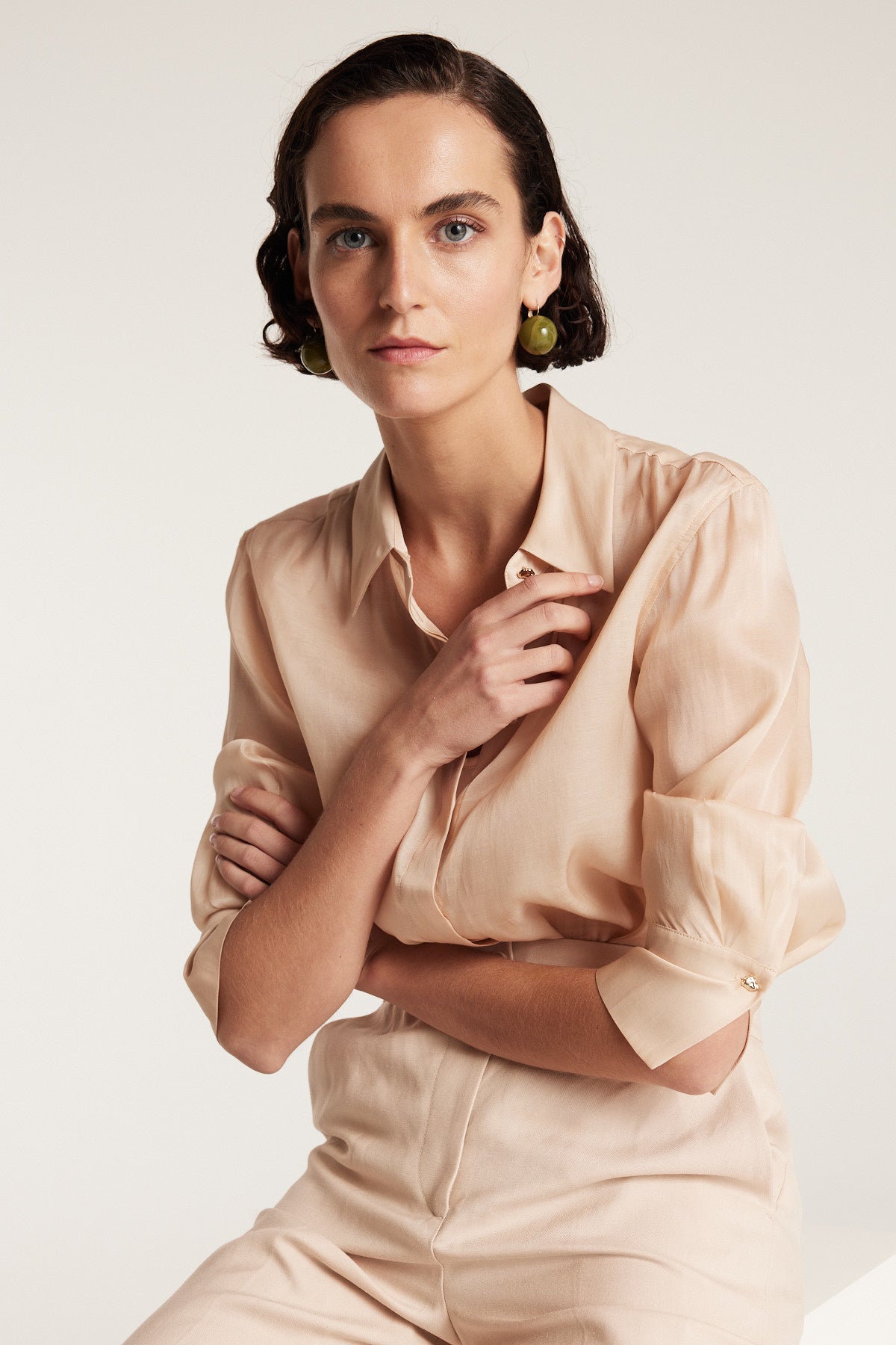 Silk Organza Shirt - Dark Gold-Perri Cutten