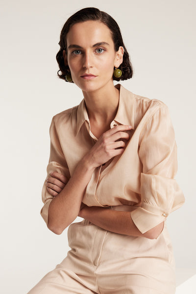 Silk Organza Shirt - Dark Gold-Perri Cutten
