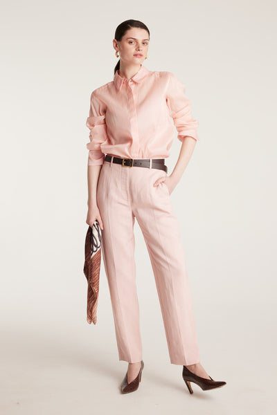 Silk Organza Shirt - Pale Pink-Perri Cutten
