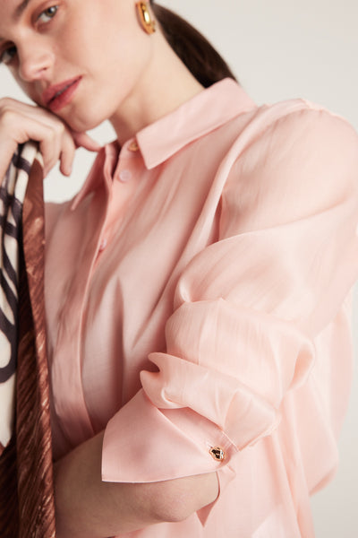 Silk Organza Shirt - Pale Pink-Perri Cutten