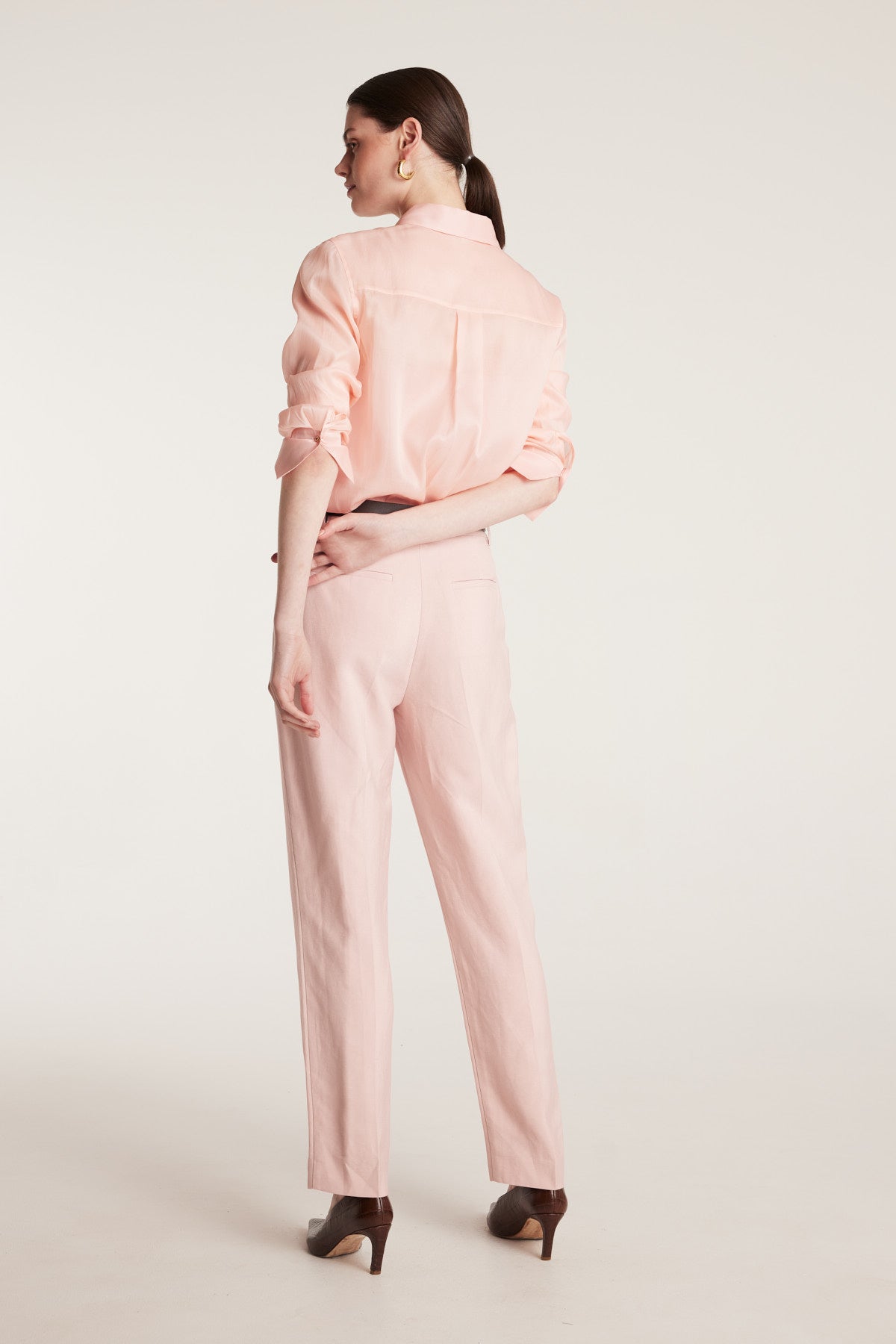 Silk Organza Shirt - Pale Pink-Perri Cutten